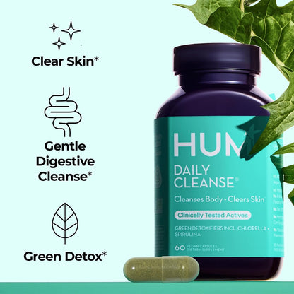 HUM Flatter Me GLP-1 Fiber Daily Cleanse Detox Bundle – Appetite Control, Bloating Relief, Clear Skin, Gut Health & Natural Detox with Zinc, Spirulina & Herbs for Women & Men