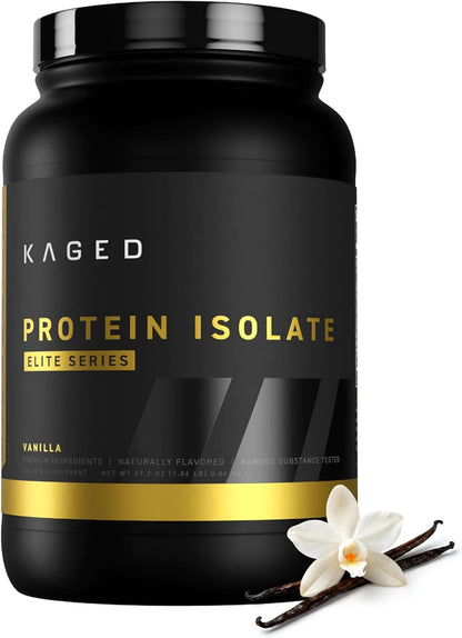 Kaged Whey Protein Isolate Elite Powder | Vanilla | Whey, Casein, & Milk Protein Blend | Post Workout Recovery Drink | Supports Muscle Building | Supplements for Men & Women | 2 lbs