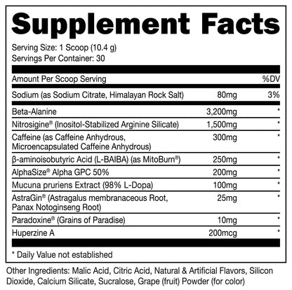 Bucked Up LFG Pre Workout - Supplement Powder for Energy, Pump, Endurance and Burn (30 Servings) (Berry)