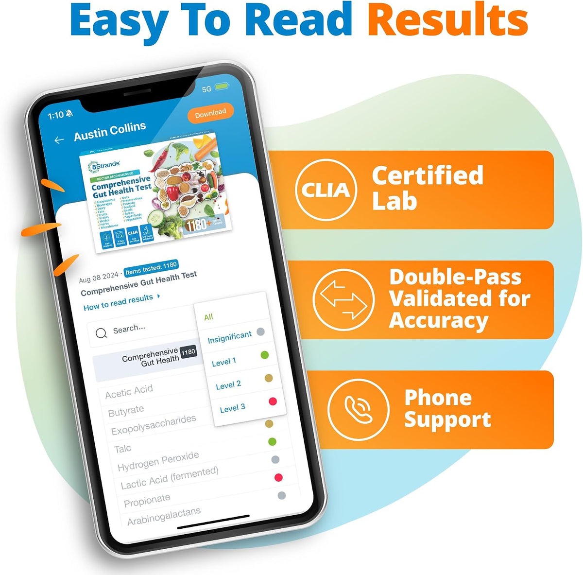 5Strands Comprehensive Gut Health Test Including 1180 Food & Drink Items