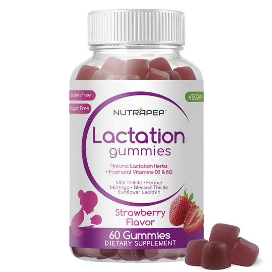 NutraPep Lactation and Postnatal Support Gummies - Milk Production Supply Increase Supplements for Breastfeeding Women - with Vitamins D3 B12 Milk Thistle Fennel