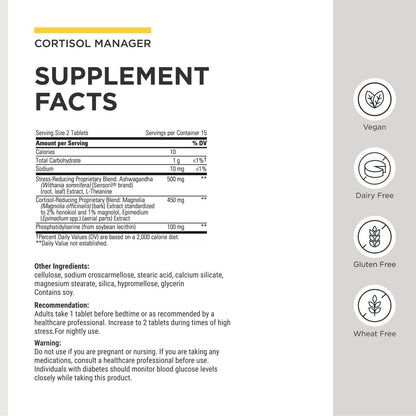 Integrative Therapeutics Cortisol Manager - Balance Cortisol & Support Relaxation for Restful Sleep* - Includes Ashwagandha & L-Theanine for Confidence with Less Stress* - 30 Tablets (15 Servings) Integrative Therapeutics buy supplements Au