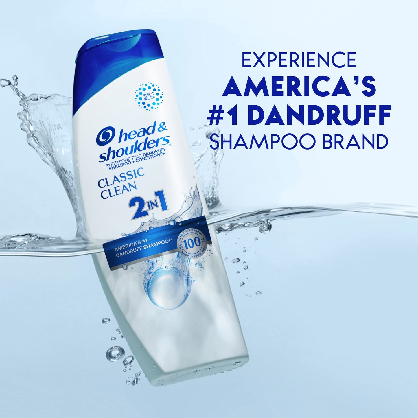Head & Shoulders Anti-Dandruff Shampoo and Conditioner, Classic Clean 2-in-1, 1% Pyrithione Zinc, Flake Control, Deep Clean,