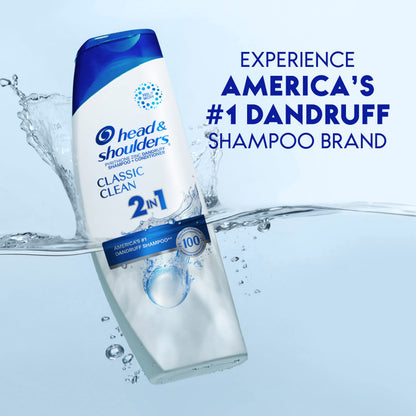 Head & Shoulders Anti-Dandruff Shampoo and Conditioner, Classic Clean 2-in-1, 1% Pyrithione Zinc, Flake Control, Deep Clean,