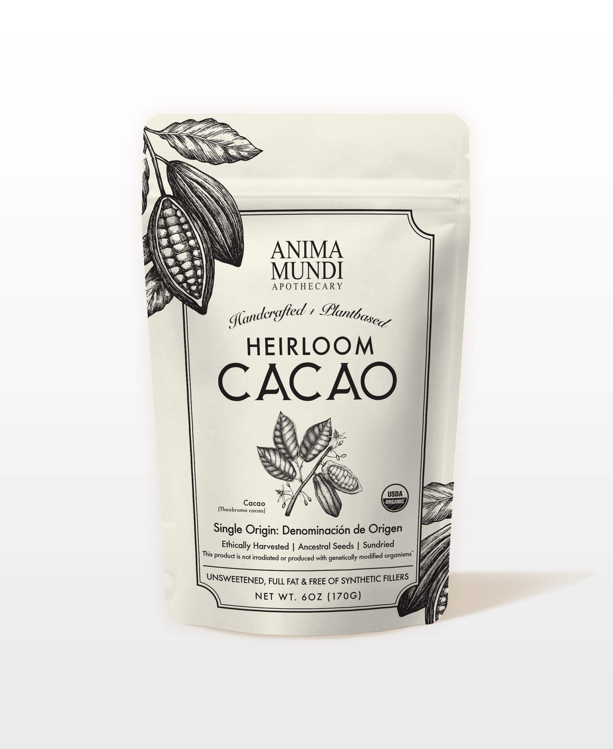 Suplement ​Anima Mundi Heirloom Cacao Powder - Organic Ancestral Seeds - Single Origin Ecuador Cacao Arriba Superfood for Ceremonial Rituals - Antioxidant-Rich - VelvetGlow USA