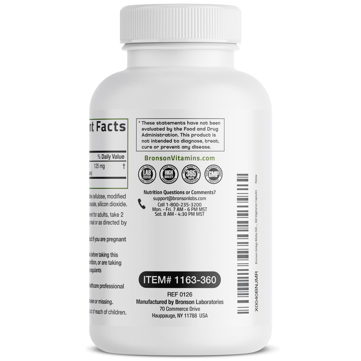 Bronson Ginkgo Biloba Extra Strength Brain & Memory Support 120 Capsules | Vegetarian, Non-GMO, Gluten Free, Soy Free, Memory, Cognitive & Brain Health Support