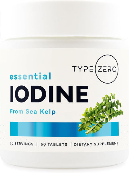 Type Zero Clean Iodine (325mcg) 60 Tablets, from Sea Kelp, Gluten-Free | GMO-Free