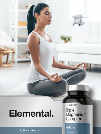 Horbäach Triple Magnesium Complex | 420 mg | 250 Capsules | Non-GMO and Gluten Free Formula | Magnesium Oxide, Citrate, and Aspartate Dietary Supplement Horbäach buy supplements Au