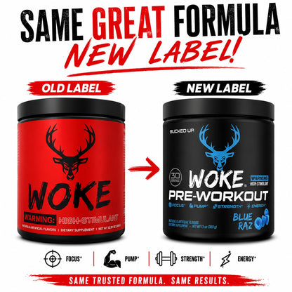 Bucked Up - Woke - HIGH STIM Pre Workout - Best Tasting - Focus Nootropic, Pump, Strength and Growth, 30 Servings (Rocket Pop)