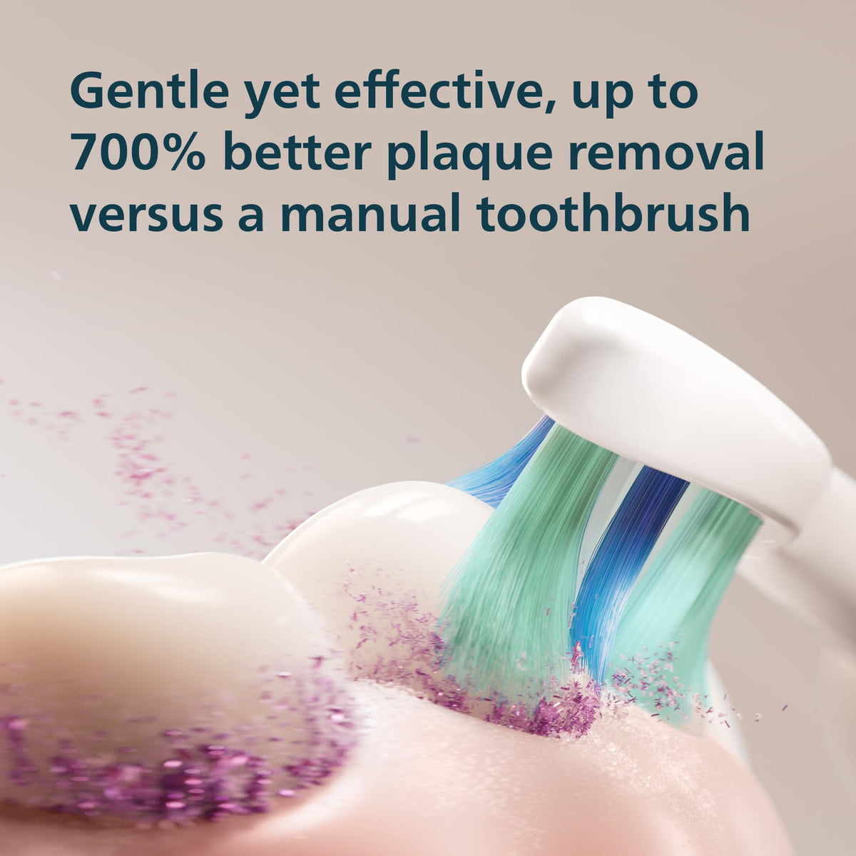 Suplement ​Philips Sonicare 4100 Series Electric Toothbrush - Sonic Toothbrush with Advanced Sonic Technology, Pressure Sensor, Two Intensity Settings, VelvetGlow USA