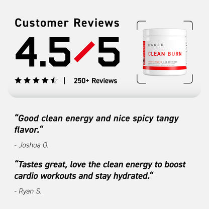Kaged Thermogenic Powder Clean Burn Orange Mango Men & Women Weight Management Supplement Organic Caffeine Apple Cider Vinegar 30 Servings