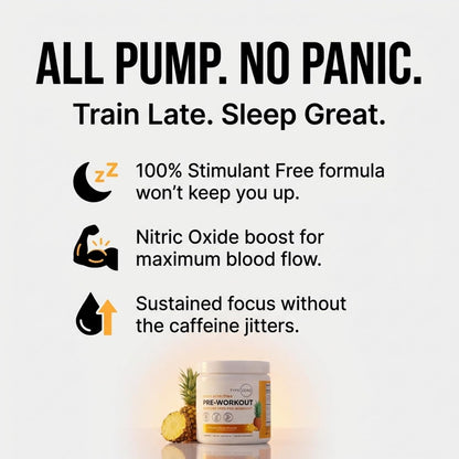 Type Zero Clean Stim Free Pre Workout Powder (Pineapple Mango) 21 Servings | Nitric Oxide Booster with L-Citrulline Malate, Arginine AKG, Beta Alanine, Caffeine & Stimulant Free