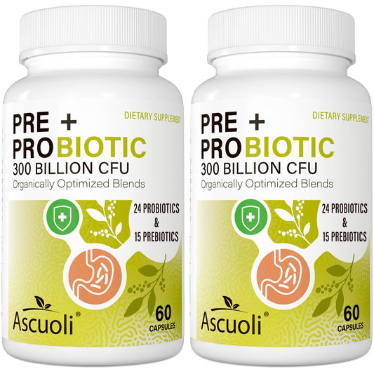 Probiotics for Women & Men - 300 Billion CFU, 24 Strains + 15 Organic Herbs Prebiotics Blend, Daily Probiotic for Digestive Health, Immune, Gut, Bloating - 120 Vegetarian Capsule (120-Days Supply)