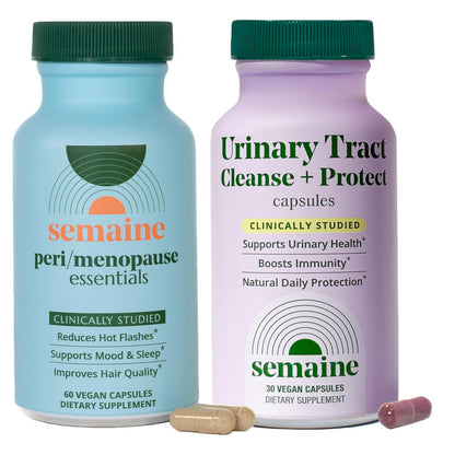Semaine Peri/Meno Essentials - Menopause Supplements for Women, Perimenopause Supplements Women 40+ - Hot Flashes Menopause Relief*, Night Sweats, Mood, Sleep - 60 Vegan Capsules
