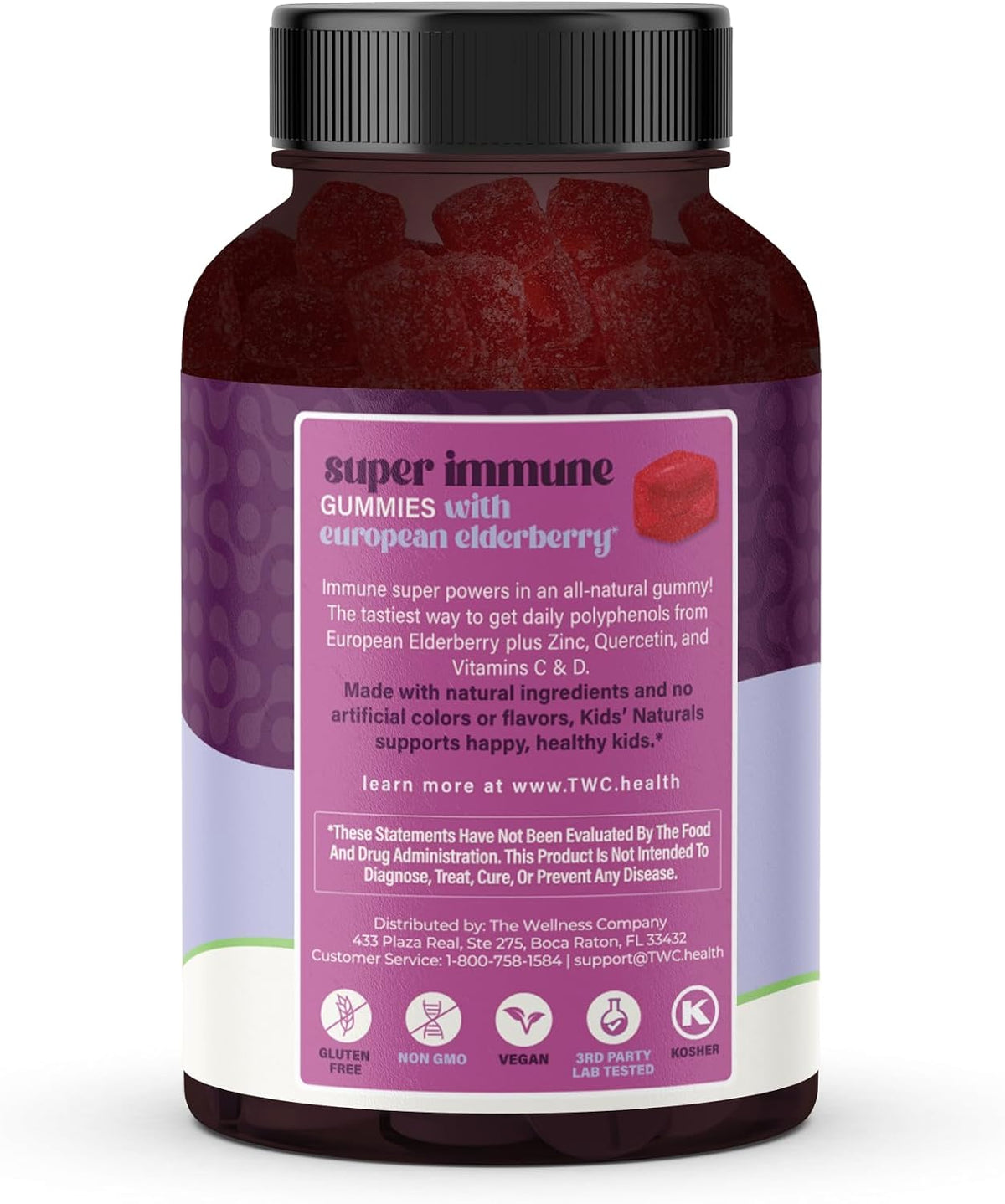 Kids Naturals Elderberry Gummies – Immune Support with Vitamin C & Zinc | 120ct (2 Month Supply)