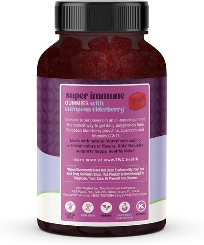 Kids Naturals Elderberry Gummies – Immune Support with Vitamin C & Zinc | 120ct (2 Month Supply)