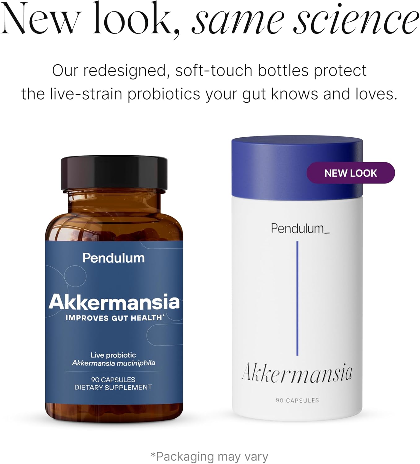 Pendulum Akkermansia Probiotic with Prebiotic Fiber - Delayed Release Capsules, Third-Party Tested, Authentic 100M AFU Live Strain for Gut Health & GLP-1 Support for Men & Women (90 Capsules, 1-Pack)