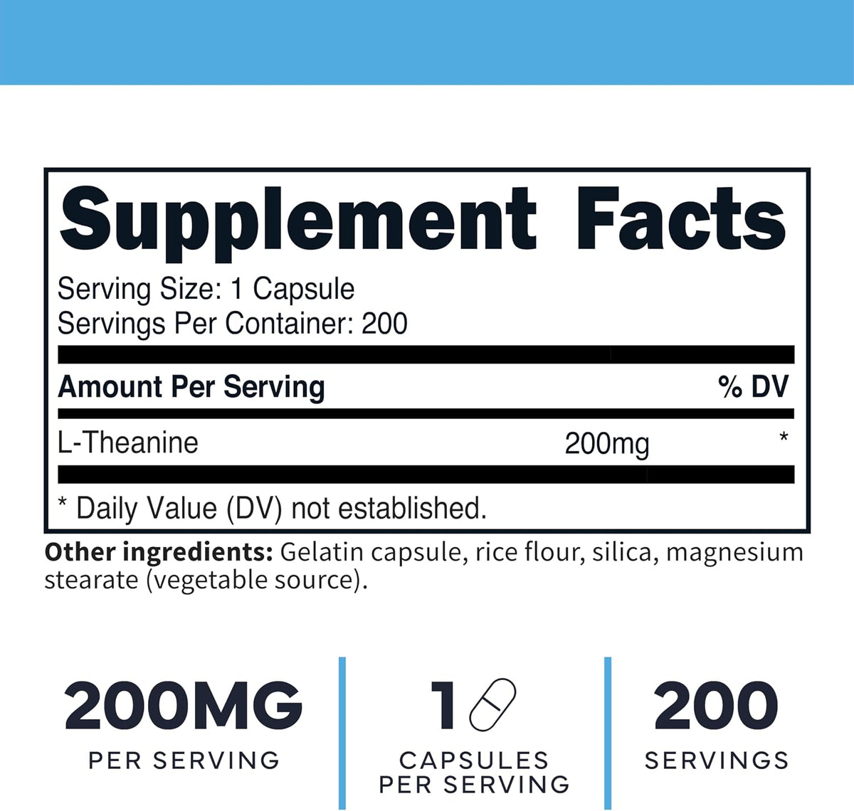 Type Zero L-Theanine (200mg) 200 Capsules, Clean L-Theanine Supplement | Keto, GMO-Free