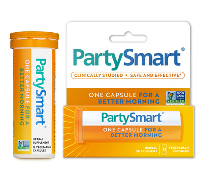 Himalaya PartySmart, 12 Capsule Tube - Alcohol Breakdown Liver Support for a Better Morning After Drinking - Plant Based, Vegan, Non-GMO