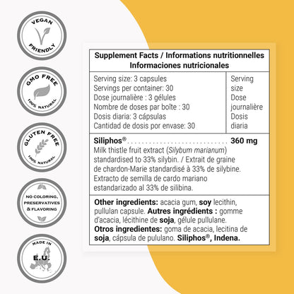 Supersmart - Silyplus 360mg per Day (Patented) - with Silymarin Milk Thistle Supplement - Siliphos Phytosomes | Non-GMO & Gluten Free - 90 Vegetarian Capsules