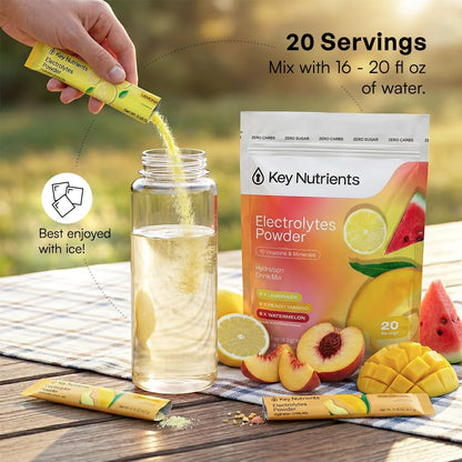 KEY NUTRIENTS Electrolyte Packets Bundle, Variety Pack Plus Peach Mango