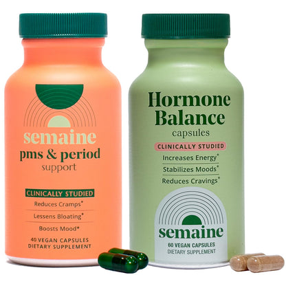 Semaine PMS Relief for Women, Period Cramp Relief, Period Cramps, Menstrual Cramps, PMS Support Supplement for Women, Bloating and Mood, Boswellia and Curcumin, 40 Capsules