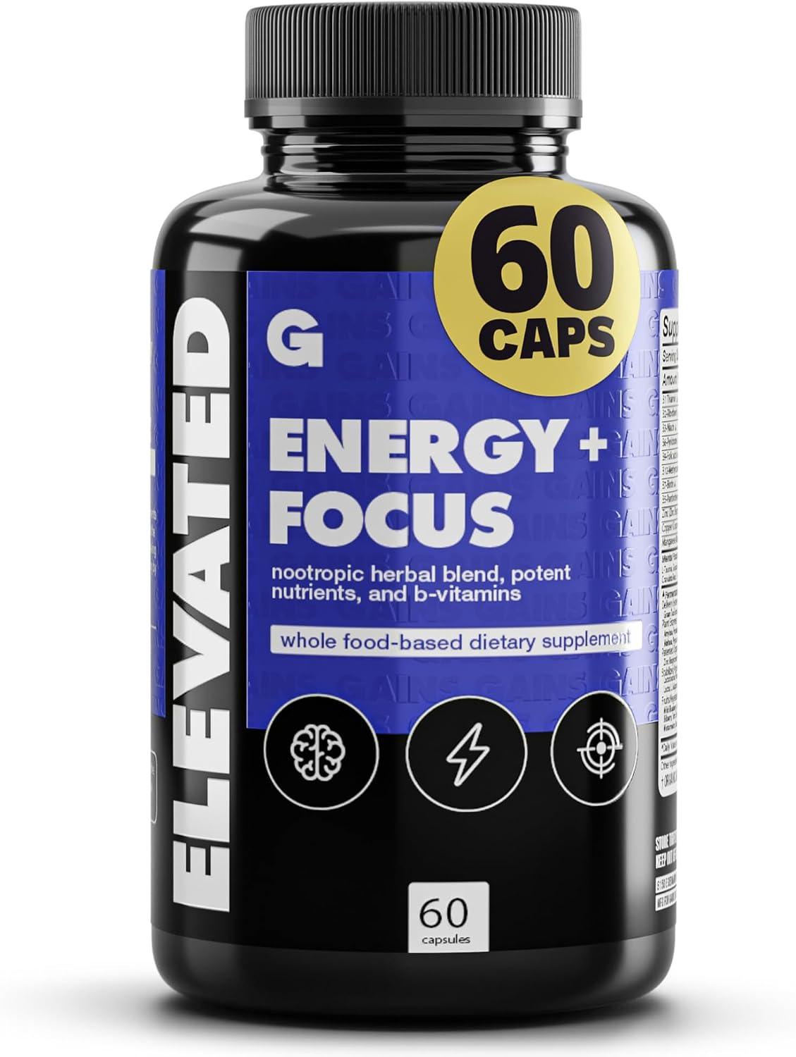 Gains in Bulk Elevated Nootropic for Cognitive Brain Health, 60 Capsules