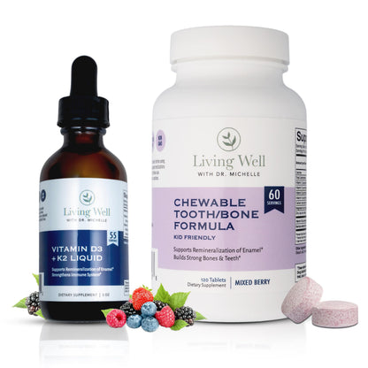 Two supplement bottles from Living Well with Dr. Michelle on a white background