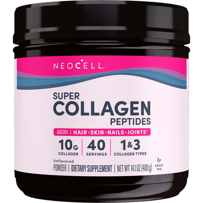 NeoCell Grassfed Collagen Peptides Powder | 14 oz | Unflavored | for Women and Men | Hair, Skin, & Nails