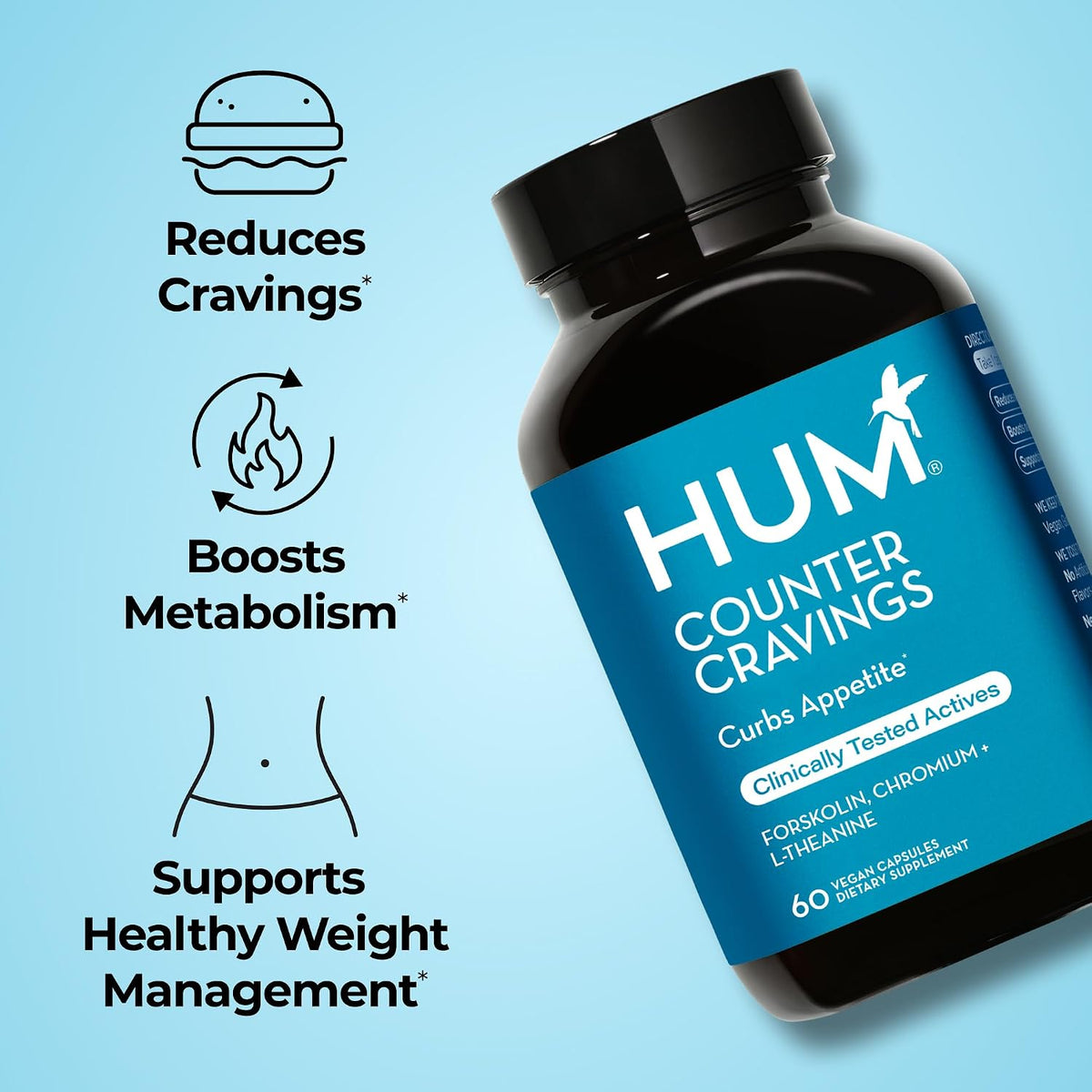 HUM Counter Cravings Chromium & L-Theanine, Appetite Support, 60 Count