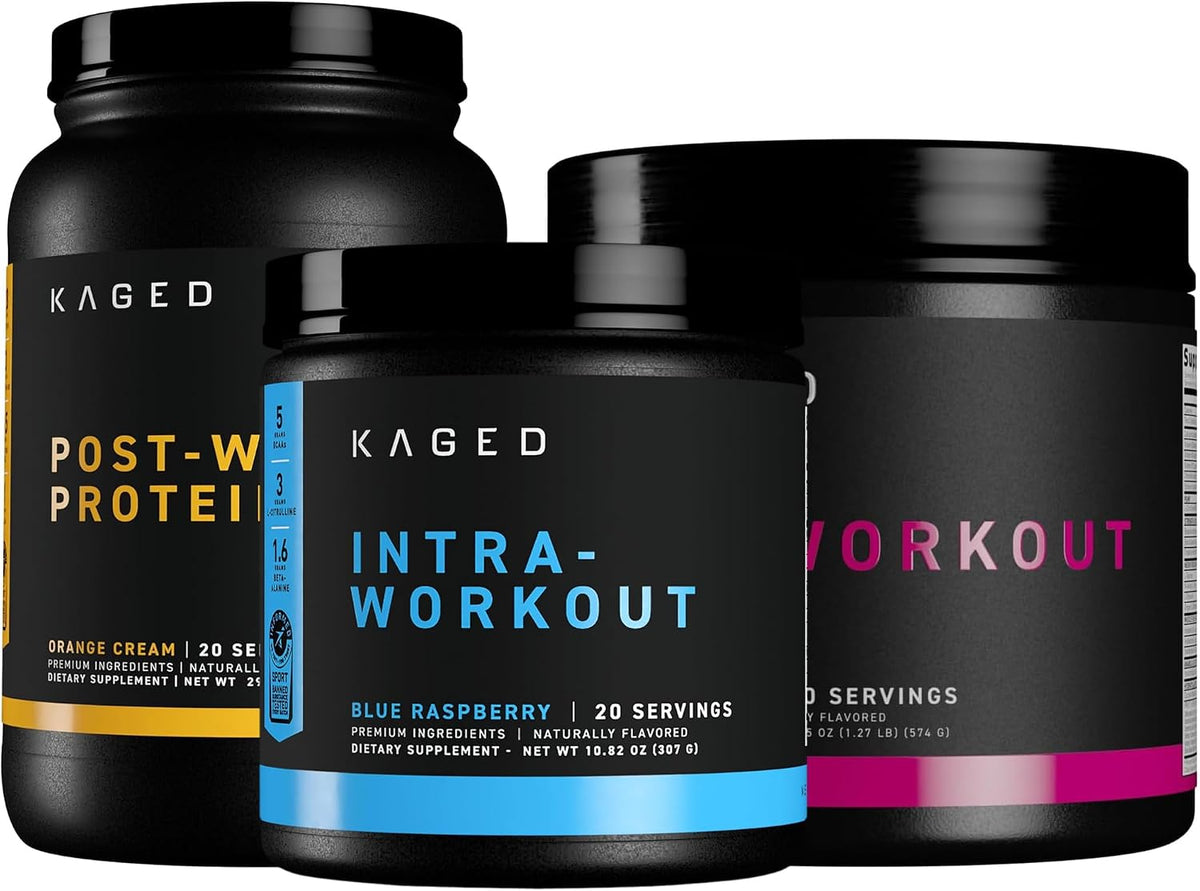 Kaged Originals Bundle | Pre Workout, Post Workout Protein, & Intra-Workout | Muscle Growth and Recovery Supplement Kit