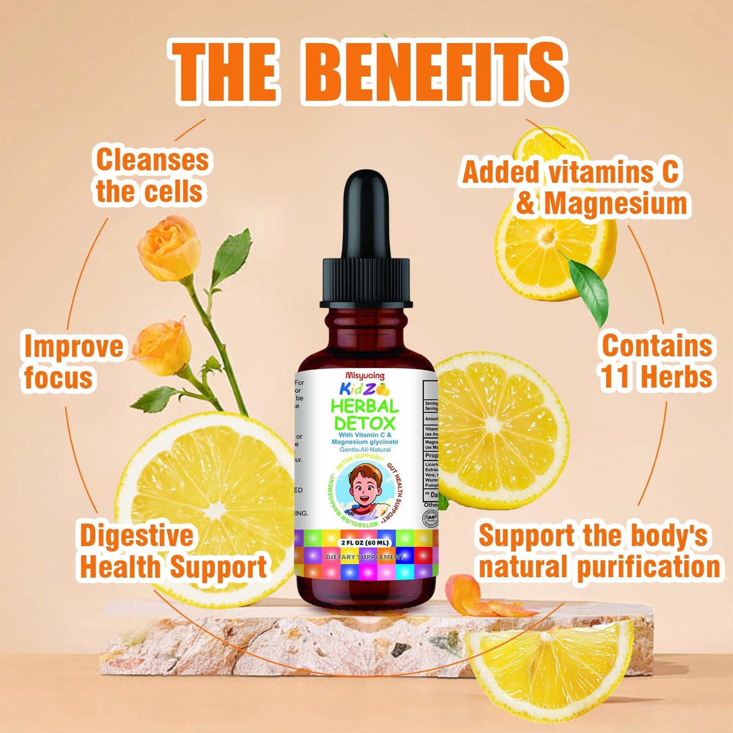 Misyvoing Natural Herbal Gut Support for Kids and Adults,Supports Body Cleansing, Immune Support,Improve Concentration,Vitamins C