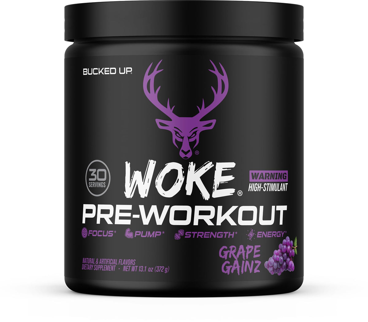 Bucked Up - Woke - HIGH STIM Pre Workout - Best Tasting - Focus Nootropic, Pump, Strength and Growth, 30 Servings (Rocket Pop)