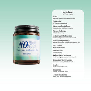 Suplement ​NOBS (No Bad Stuff) Toothpaste Tablets - Nano Hydroxyapatite, Fluoride & Plastic Free, Eco & Travel Friendly - Remineralize with NHA (3 Month) - VelvetGlow USA