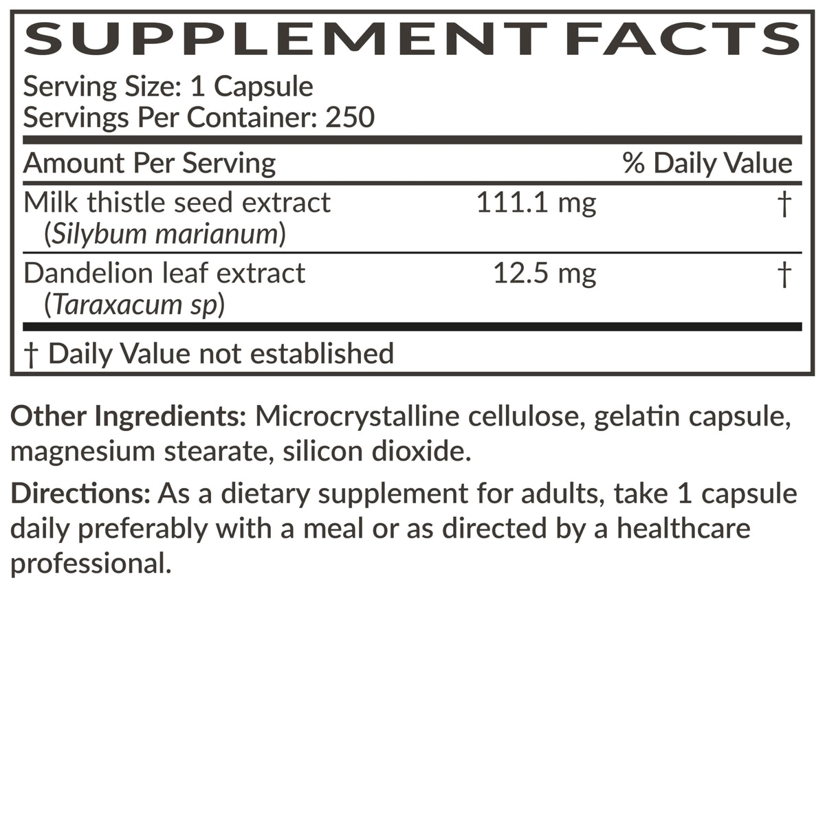 Futurebiotics Milk Thistle Silymarin Marianum & Dandelion Extract Liver Health Support, Antioxidant Support, Detox, 300 Capsules