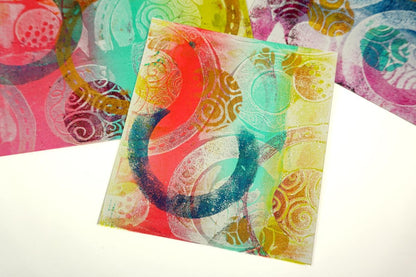Gelli Arts Stamp Kit with Reusable 5 x 5 Printing Plate, DIY Stamp-Making and Monoprinting Set with Foam Sheets, Cardstock, Roller and Yarn