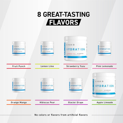 Kaged Electrolytes, Muscle Hydra-Charge Premium Electrolyte Powder, Hydration Electrolyte Powder, Pre Workout, Post Workout, Intra Workout, Fruit Punch, 60 Servings