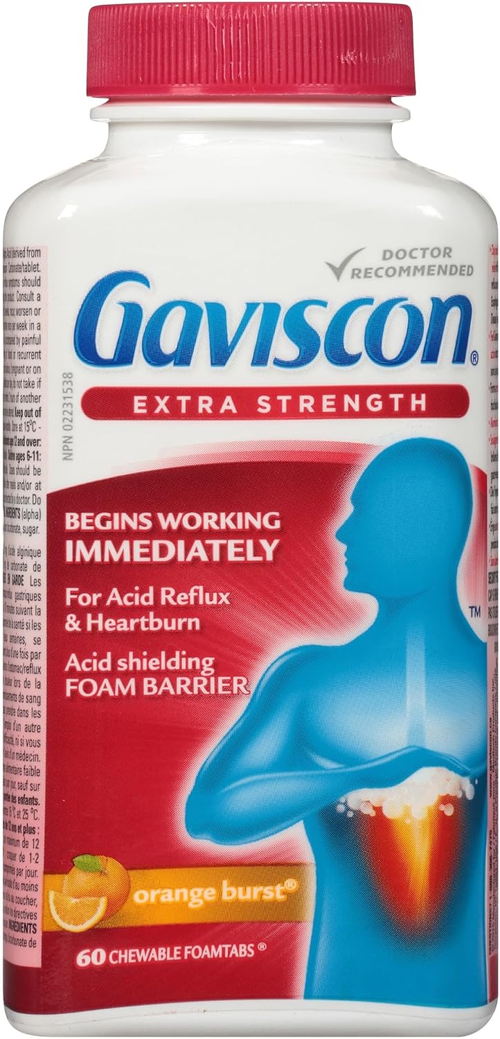 Gaviscon Extra Strength Orange Burst 60 Chewable Foamtabs