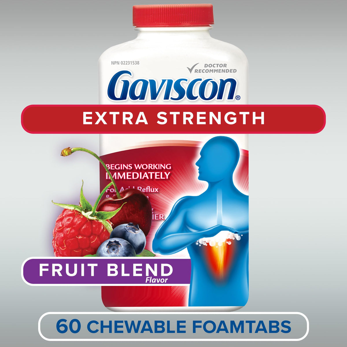 Gaviscon Extra Strength Fruit Antacid 60 Tablets