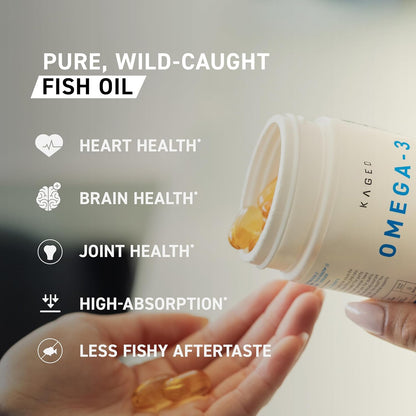 Kaged Omega 3 Fish Oil Supplement | 3000mg Omega 3 Fatty Acid with EPA & DHA | Ultra-Pure | No Fish Burps | 60 Pills