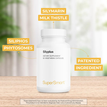 Supersmart - Silyplus 360mg per Day (Patented) - with Silymarin Milk Thistle Supplement - Siliphos Phytosomes | Non-GMO & Gluten Free - 90 Vegetarian Capsules