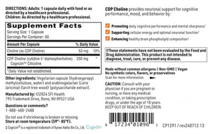 Klaire Labs SFI Health CDP Choline 250mg - Soy-Free Choline Supplements - Cognizin Citicoline to Help Support Memory, Focus & Attention - Bioavailable Active Form, Hypoallergenic (60 Capsules) SFI HealthBuy Supplements Australia