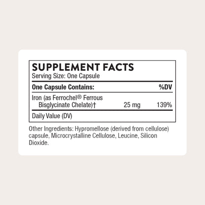 THORNE - Iron Bisglycinate - 25 mg Iron Supplement for Enhanced Absorption Without Gastrointestinal Side Effects* - NSF Certified for Sport - Gluten-Free - 60 Servings THORNE buy supplements Au