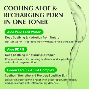 Suplement ​EQQUALBERRY Aloe PDRN Calming Toner, for Sensitive, Instant Relief & Cooling | Non-Comedogenic & Fungal Acne Safe, Skin Barrier Repair - VelvetGlow USA
