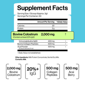 Luci Colostrum Powder 60 Servings, 3 in 1 with Collagen Peptides and Acai, Bovine Colostrum for Gut Health, Bloating, Collagen Protein for Muscle, Skin, Hair, Nails and Immunity, Gluten & Fat Free Luci NutritionBuy Supplements Australia