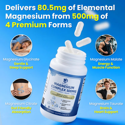 2 Pack Magnesium Complex for Women and Men 4-in-1 Magnesium Glycinate, Citrate, Malate, Taurate - Magnesium Supplement for Relaxation, Sleep & Focus, 60 Days Supply Lukaree buy supplements Au