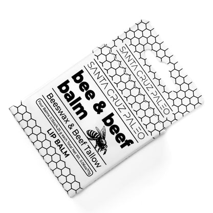 Santa Cruz Paleo Grass Fed Beef Tallow & Beeswax Lip Balm, 1 Pack, Beef Tallow for Skin Care Moisturizer, Hypoallergenic for Sensitive Skin, Long Lasting & Vitamin Rich, Unflavored