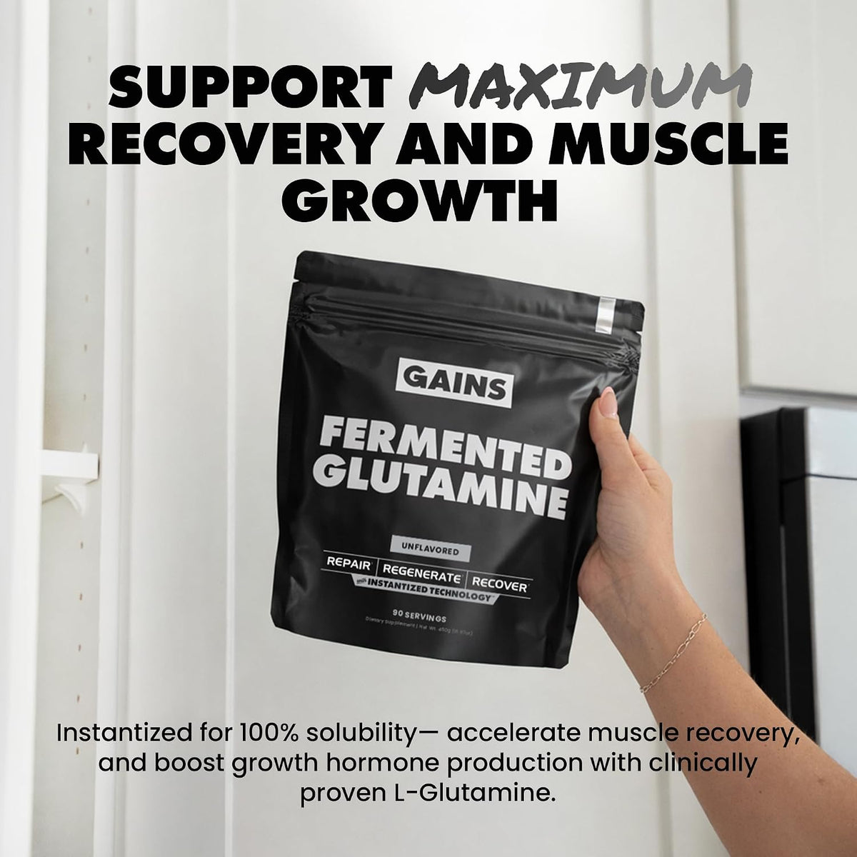 Gains in Bulk L-Glutamine Powder, Unflavored, 90 Servings
