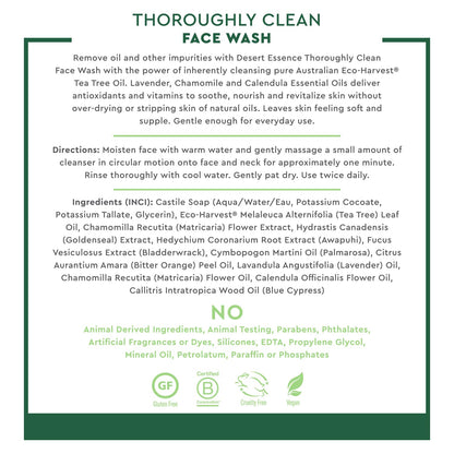 Desert Essence Thoroughly Clean Face Wash, Tea Tree Oil, 8.5 fl oz