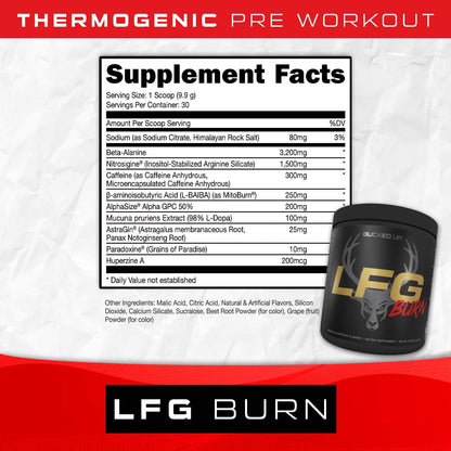 Bucked Up LFG Pre Workout - Supplement Powder for Energy, Pump, Endurance and Burn (30 Servings) (Berry)